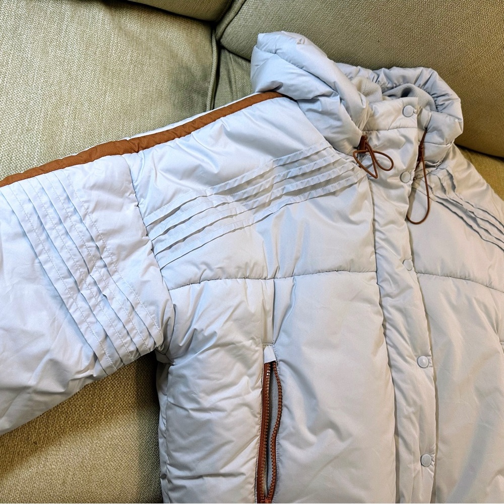 Free People Light Blue and Brown Puffer Jacket - Picture 8 of 9
